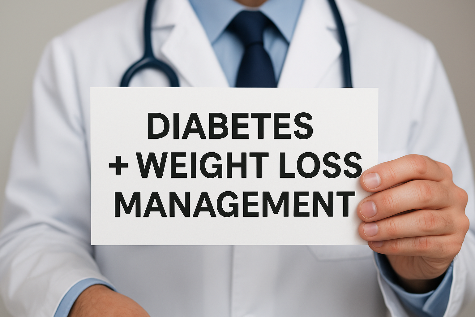 Doctor holding a sign for diabetes and weight loss, indicating who tirzepatide may be suitable for