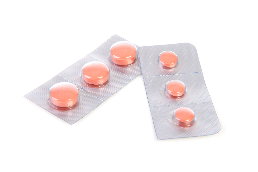 Blister packs of malaria pills used to prevent or treat infection in travellers to endemic regions.
