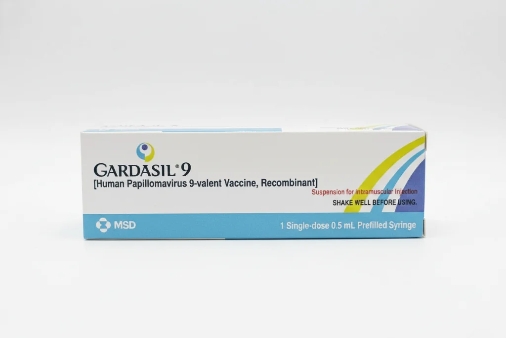 Gardasil 9 HPV vaccine protecting against nine HPV types including those causing cancer and genital warts