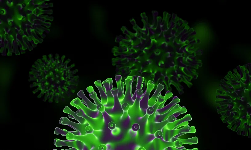 Illustration of Omicron JN.1 virus targeted by Pfizer-BioNTech/Comirnaty COVID-19 vaccine