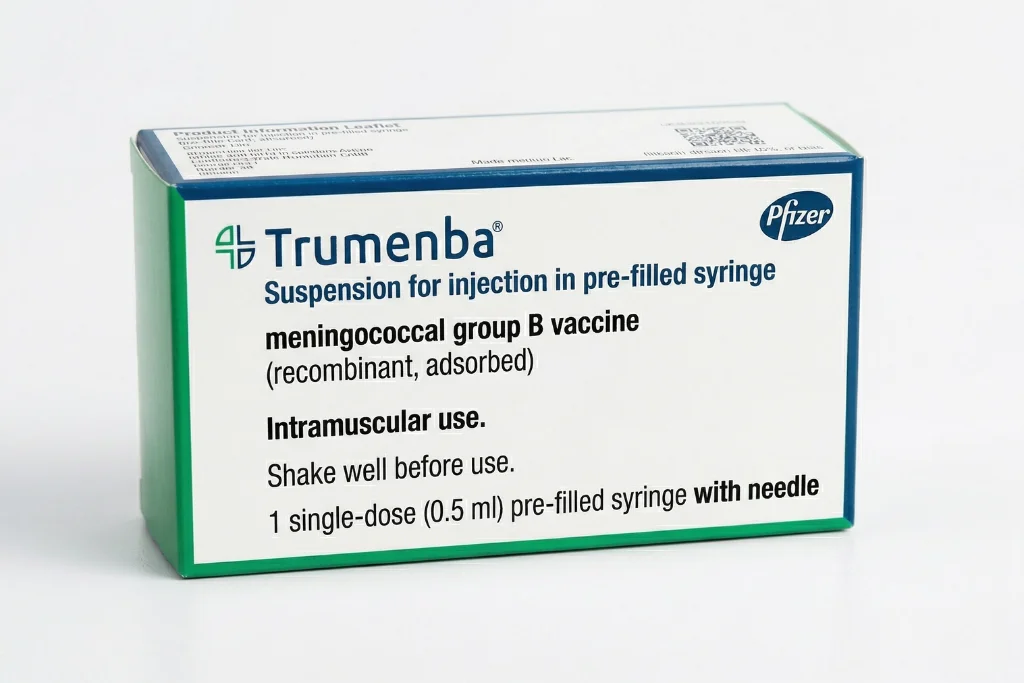 Trumenba MenB vaccine box by Pfizer for meningococcal group B protection